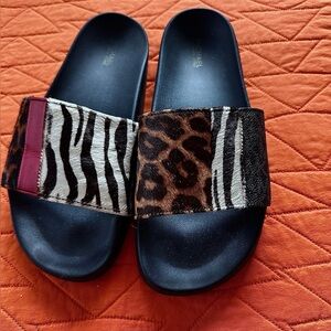 Michael Kors Sabine Calf Hair Animal Print Slide size 9